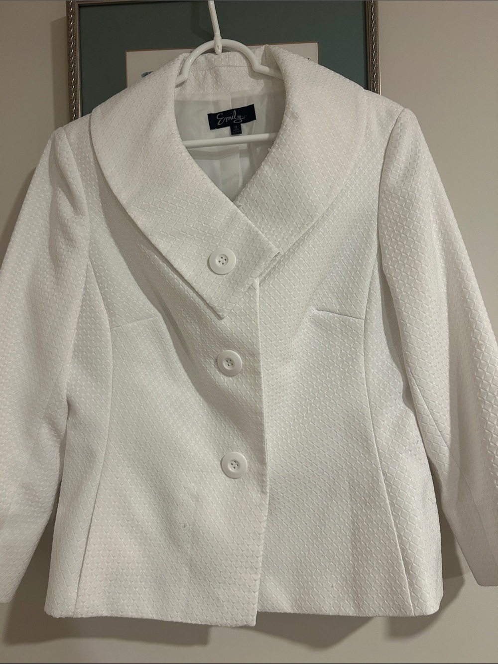 Emily White Textured Shawl-Collar Blazer